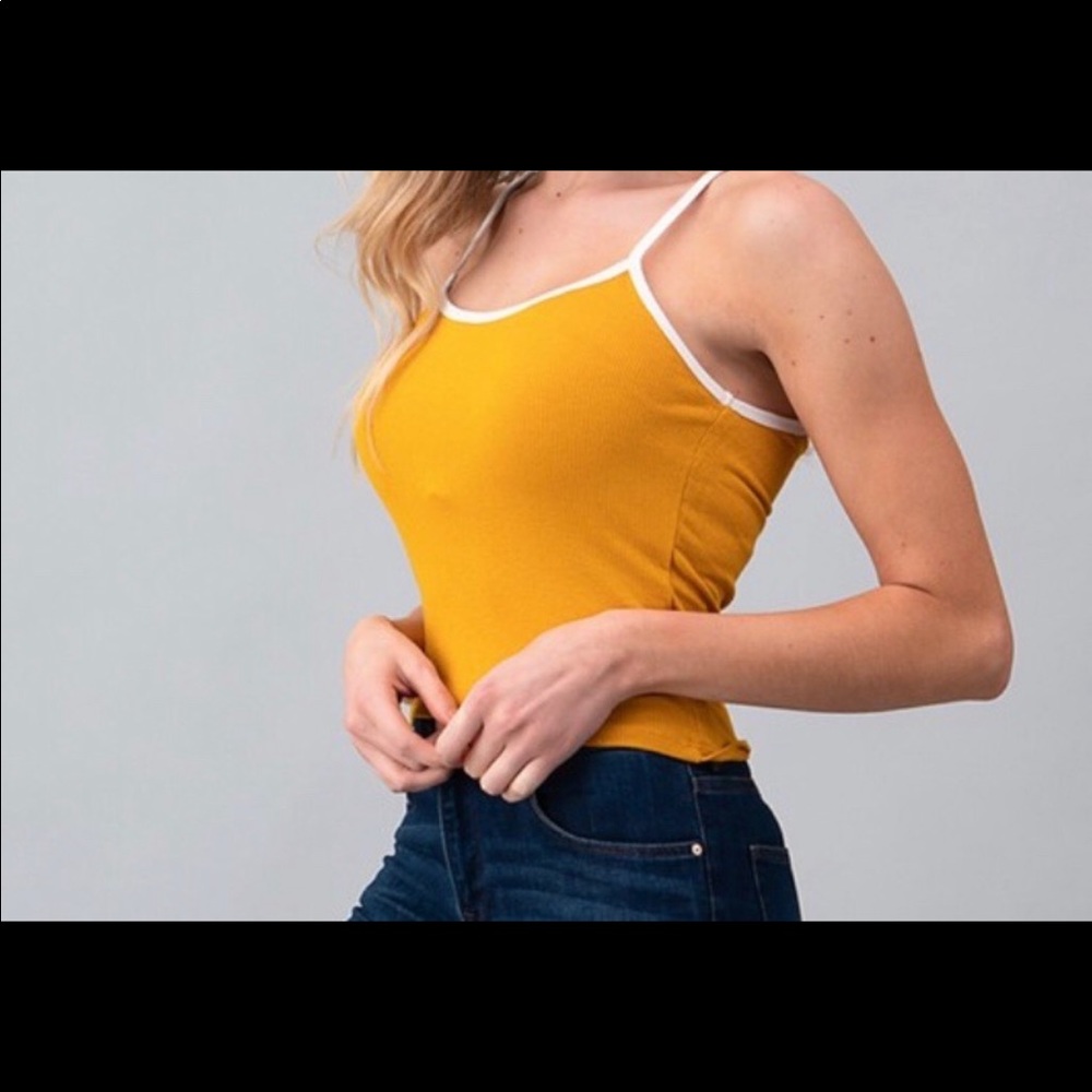 Mustard contrast rib cami